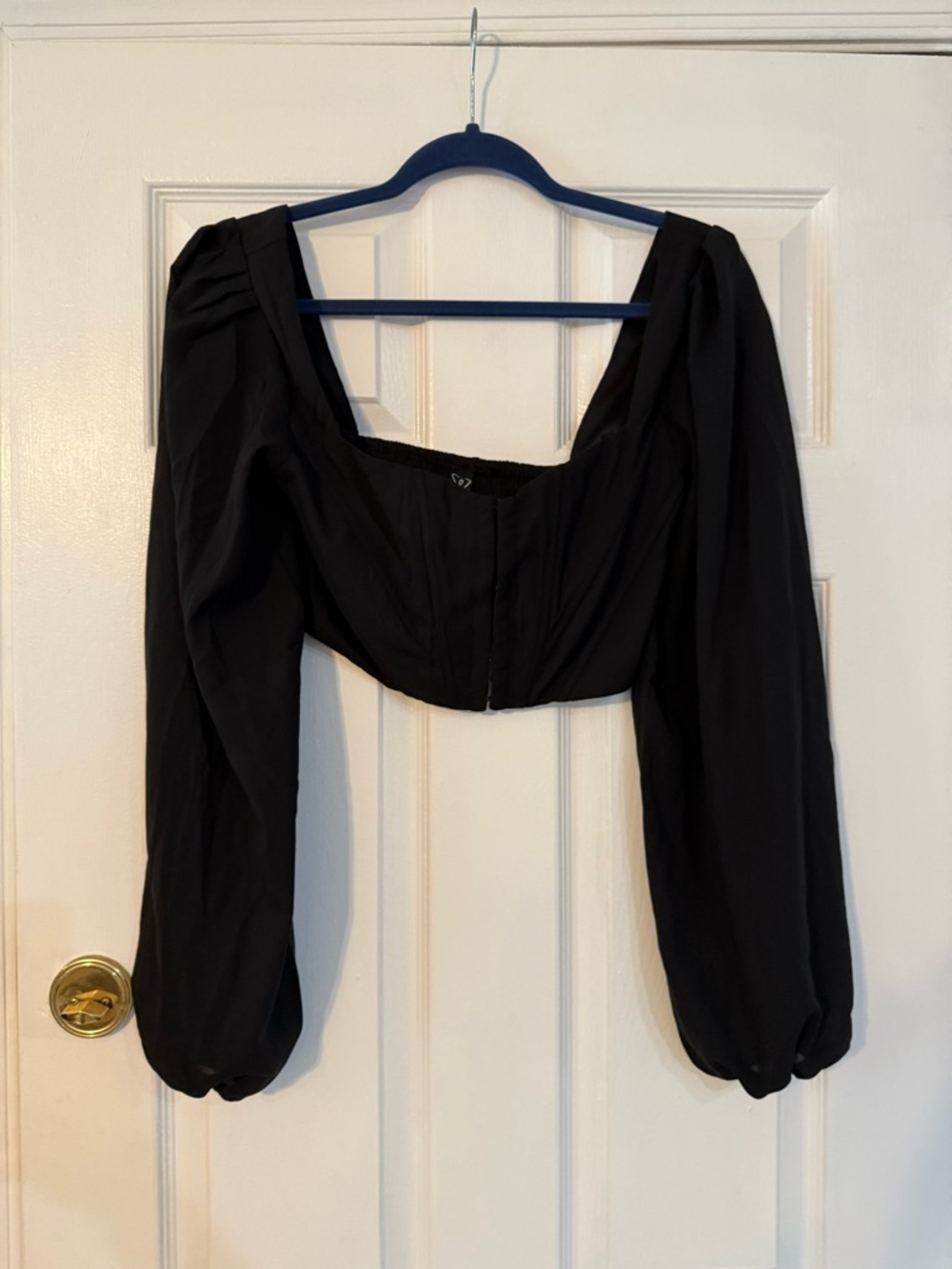 Windsor Black Long Sleeve Cropped Blouse